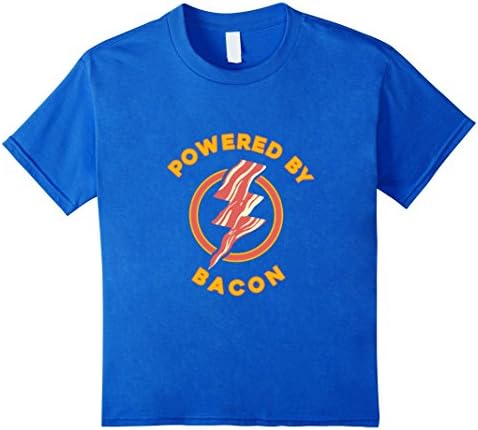 Kids Powered By Bacon Tee Shirt Superhero Superpower Funny Gift 10 Royal Blue