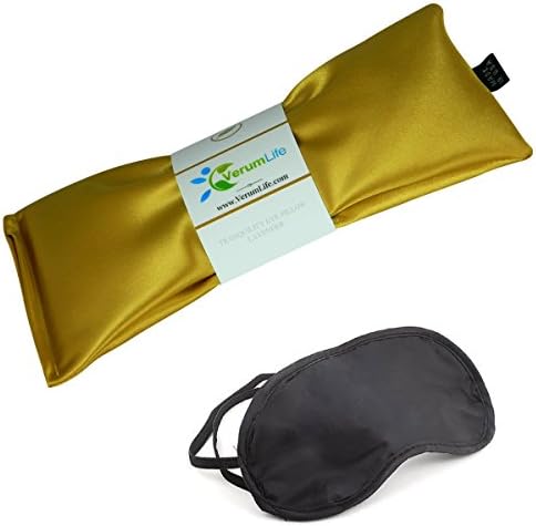 Eye Mask For Puffy Eyes, Dark Circles, Sleeping and Stress Relief - Hot Cold Therapy Eye Pillow Also Used For Headaches, Migraines &amp; Stress Relief. (1 Eye Pillow, Gold - Silky Satin)