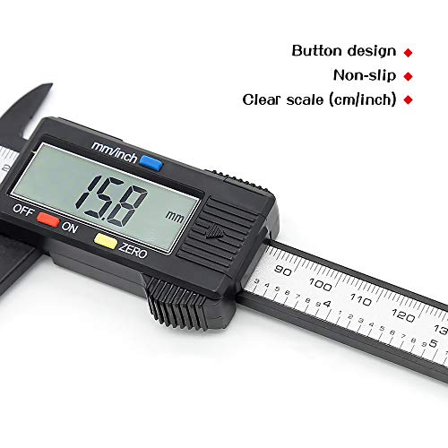 HIGO Digital Caliper, 6 Inch Plastic Electronic Vernier Caliper with Large LCD Screen, Auto-off Feature Inch/Millimeter Conversion