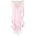 SWACC 7 Pcs Full Head Party Highlights Clip on in Hair Extensions Colored Hair Streak Synthetic Hairpieces (20-Inch Curly, Pink)thumb 1