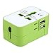 International Travel Power Adapter Kit,Wacye Universal World Power Adapter Converter AC Power Plug Adapter for Europe USA UK AUS Asia (Green,2 USB)