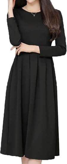 Amazon Co Jp ゴルクレ ワンピース ブラック フォーマル セレモニー クルーネック ストレッチ 素材 長袖 半袖 レディース 冠婚葬祭 演奏会 学校 行事 服 ファッション小物