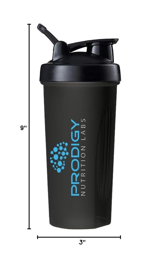 Protein Shaker 20oz Large Shaker Bottle Perfect for Workout Supplements, Protein powder, Sports drinks, BCAA'S, Meal Replacement, BPA Free, for Fitness Enthusiasts Athletes - Black