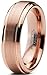 Tungsten Wedding Band Ring 6mm Men Women Comfort Fit 18k Rose Gold Step Bevel Edge Brushed Polished Size 8.5
