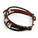 WILD-WIND (TM Unique Art Metal Button Ring Braided Leather Adjustable Wrap Bracelet (Circle)