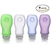 Kitdine Squeezable & Refillable Silicone Travel Bottles Containers - For Shampoo, Conditioner, Lotion, Toiletries - 4 Pack (3OZ, Blue + Purple + Green + White)