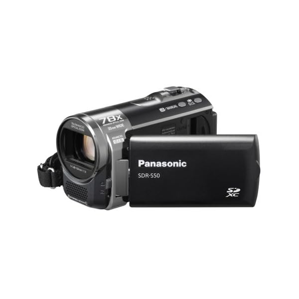 Panasonic SDR-S50EG-K Camcorder (SD Kartenslots, 78-fach optisher Zoom, 6.9 cm Display, Bildstabilisator, USB 2.0…