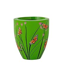 Maceta Arul color verde diseño mariposa monarca. *** Pieza única***