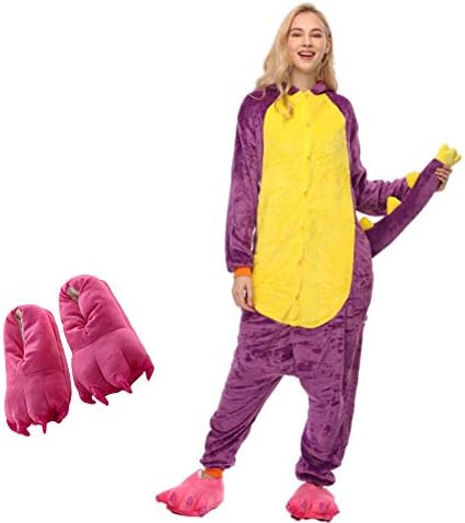 パジャマレディースサーマルナイトウェアパジャマ冬長袖コーラルフリースメンズレディースクリスマスホームパジャマ フランネルワンピースジャンプスーツパジャマ 紫色 M Palazzoarnolfini It