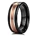 King Will DUO 8mm Tungsten Carbide Ring Two-Tone Black Rose Gold Plated Brushed Finish Comfort Fit