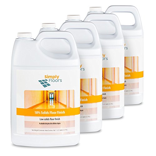 Simply Floors FLC-00002 18% solids Floor Finish - [Pack of 4 - 1 gallon bottles] Economical Low Solids, High Gloss Floor Finish, Wax and Polish, Liquid Metal Cross Link Acrylic Floor Coating and Protecting Solution