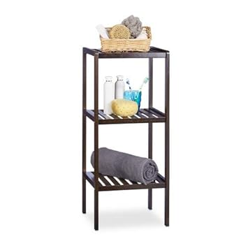 Relaxdays 3 Ablageflächen, Holzregal, Standregal, Bambusregal, Küchenregal, HBT 80 x 34, 5 x 33cm, braun Bambus Badregal Dunk