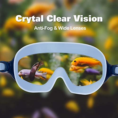 Kids Swim Goggles 2 Pack Pool Goggles Anti-Fog Anti-UV Wide View No Leaking Swimming Goggles for Children 3-14