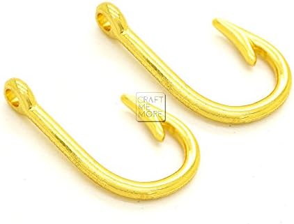 CRAFTMEMORE Fish Hook Charm Pendants for Necklace Bracelet Key Chain Jewelry Making 10 PCS