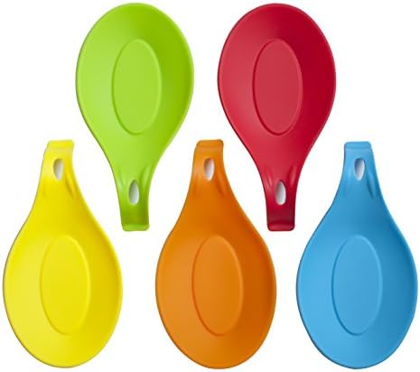 iCarenis Silicone Spoon Rest Ladle Holder-Set of 5 (Large)