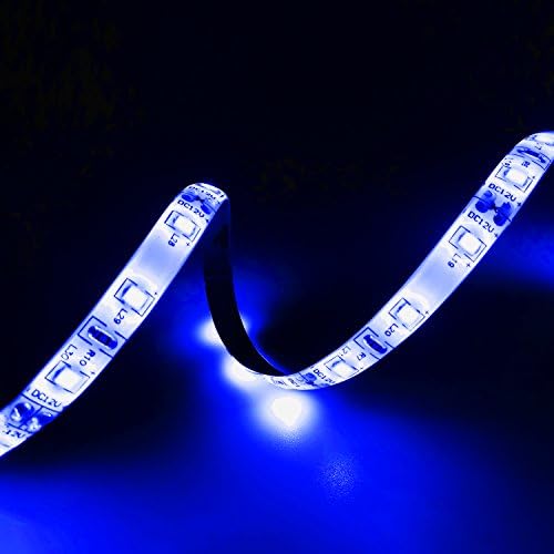 LED Flexible Strip Lights 300LEDs 16.4Ft(5M) DC12V SMD2835 2Pin Dimmable LED Tape for Closet Undercabinet Backlight Desk Bedroom Mirror (Blue, Waterproof)