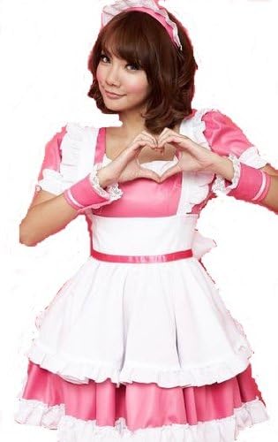 Amazon メイドコスプレ メイド服コスチューム ピンク コスプレ 定番メイド服 クリスマス ピンク ｃ555 コスプレ 仮装 通販