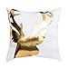 Christmas Bronzing Pillow Cover Merry Christmas Throw Pillow Case Elk and Snowflakes Throw Pillow Case Modern Cushion Cover Square Pillowcase Decoration for Christmas Sofa Bed Chair Car 18 x 18 Inch
