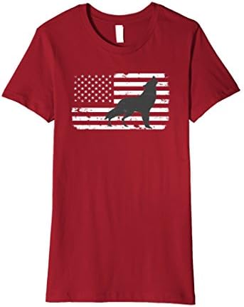 Womens Gray Lone Wolf Silhouette Distressed American Flag T Shirt XL Cranberry