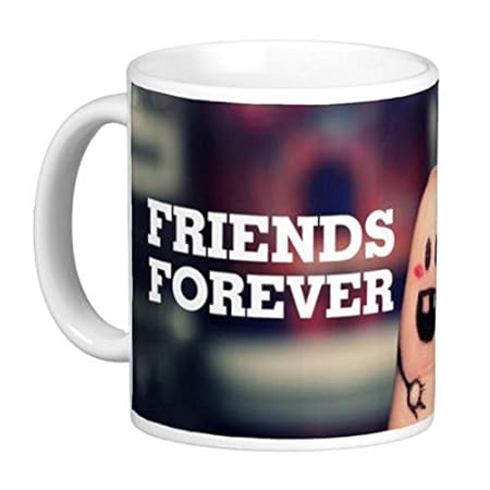 Easyhome Brand 11Oz Ceramic Coated (Friends Forever) 350 Ml White Color Coffee Mugs