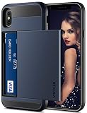 Vofolen Case for iPhone Xs Max Case Wallet Card Holder Sliding Cover Credit Card Slot ID Pocket Dual Layer Protective Hard Shell Hybrid TPU Bumper Armor Case for iPhone Xs Max 10S Max 6.5" (Navy)