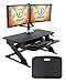 iMovR ZipLift+ Standing Desk Converter with Ergonomic Tilting Keyboard Tray in Black with EverMat Portable Standing Mat
