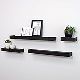Kiera Grace Vertigo Set of 4 Ledge Shelves, 6 Inch, 12 Inch, 20 Inch, 24 Inch - Black