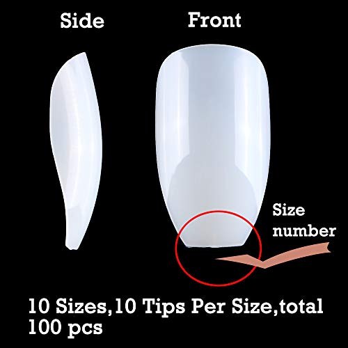 Coffin Nails 100Pcs Short Fake Nails Acrylic False Nail Tips Full Cover Artificial Ballerina Nail With Box(Coffin-Natural) - Thumbnail 2