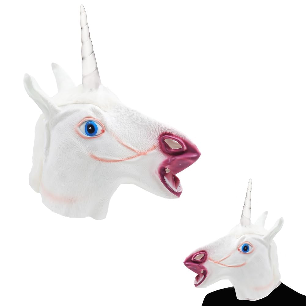 EduPlayte Unicorn Funny Headgear, Unicorn Mask Animal Latex Full Head Realistic Headgear, Colorful Carnival Costume Accessories, For Carnival Costume Party, Masquerade Party
