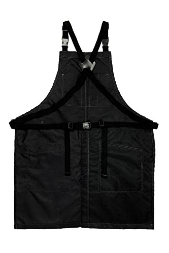 Under NY Sky Cross-Back Barber Black Apron – Heavy-Duty Nylon, Water and Chemical Resistant, Zipped Pockets, No-Tie, Split-Leg – Adjustable for Men, Women – Pro Hair Stylist, Salon, Colorist, Artist - Thumbnail 6