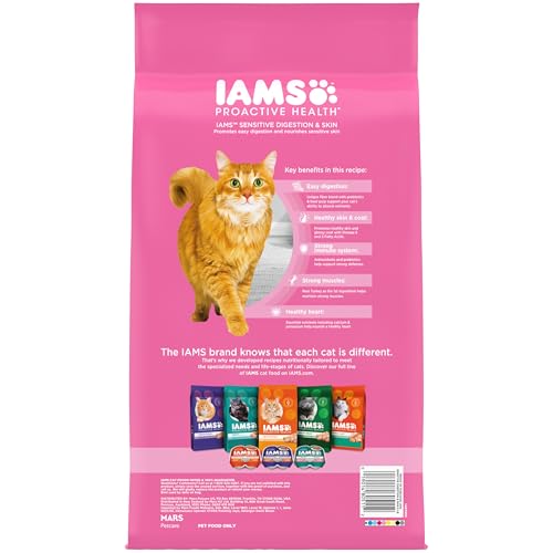 IAMS PROACTIVE HEALTH ADULT SENSITIVE DIGESTION & SKIN DRY CAT FOOD WITH TURKEY, 6 LB. BAG