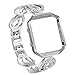 VOMA Compatible For Fitbit Blaze Bands Women Men With Frame, Stainless Steel Fitbit Blaze Watch Band Fitbit Blaze Accessories Fitbit Bands Blaze Fit bit Blaze Bands Large Small Bangle 2 Silver
