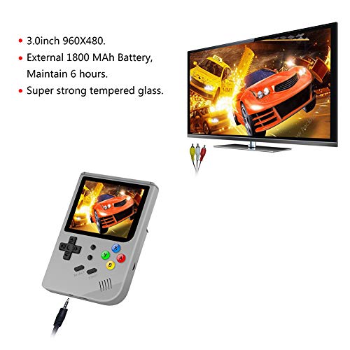 Neutral Handheld Game Console,Upgrade Retro Game Open Source Support Multi-Language, RG300 Handheld 16GB Memory 3000 Games 3.0 inch Screen Mini Handheld Children and Home Game Console (Gray)