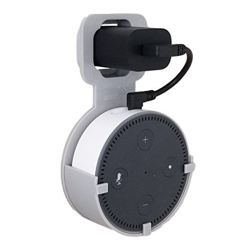 The Dot Spot by Dot Genie: The Original Outlet Wall Mount Hanger for Amazon Echo Dot - Redesigned for 2018 - Designed in USA - No Messy Wires or Screws - Multiple Colors (Grey)