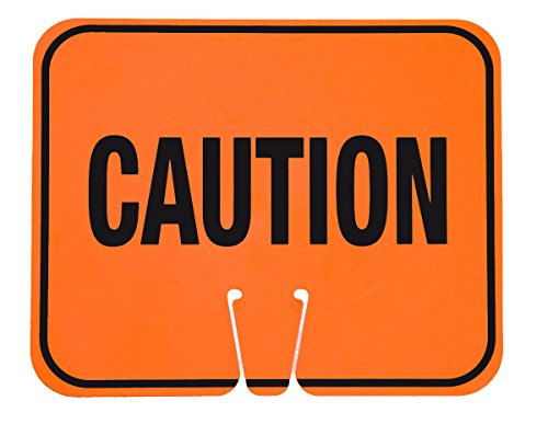 Cortina ABS Plastic Traffic Cone Sign,"Caution" 03-550-C, 12.75" Width x 10.375" Height, Orange on Black