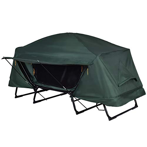 GYMAX Tent Cot, 1 Person Foldable Camping Waterproof Shelter with Window Carry Bag
