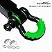 AUTMATCH D Ring Shackle Isolators Washers Kit - 2 Rubber Shackle Isolators with 8 Washers, Fits 3/4 Shackles Protect and Prevents Rattling, Shackle Cover Green