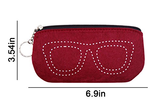 KINGSEVEN 2 Pack Soft Felt Eyeglass Case Sunglasses Pouch Makeup Storage Bag - Thumbnail 6