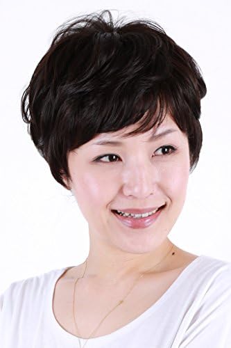 Igennki Wigs Real Human Hair Mixed Ideal For Hair Loss Short Curly Wig For Asian Women UH1007-N2(N2 Natural Black)