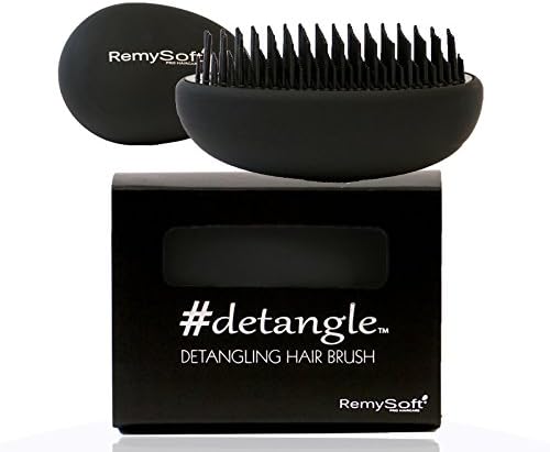 RemySoft Detangling Hair Brush - #detangle (Fade to Black) - Professional Compact Detangler for Adults and Kids - A must have for Hair Extensions and all hair types