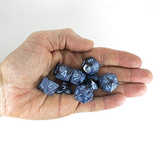 Paladin Roleplaying Gray and Blue Dice - Expanded DND Set with Extra D20 - 'Storm Lord'