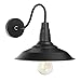 Jeteven Metal 1-light Wall Sconce Lamp Shade Industrial Gooseneck Barn Light Fixtures for E27 Bulb, Black