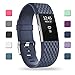POY Replacement Bands Compatible for Fitbit Charge 2, Classic & Special Edition Sport Wristbands, Large Navy, 1PC