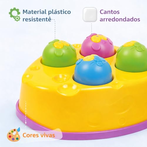 Brinquedo Educativo Para Bebe Ratta Tuff Bate Bate Martelinho Didatico Brinquedo Criança 1 ano de Idade