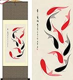 Grace Art Asian Wall Scroll, Fish