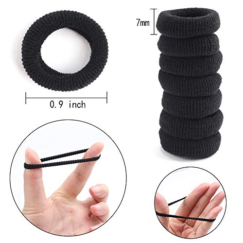 Cubaco 200 Pack Black Hair Bands Ties Elastics,No Crease Ponytail Holders Tiny Soft Rubber Bands
