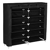 SONGMICS 7 Tiers Portable Shoe Rack Closet with Fabric Cover Shoe Storage Organizer Cabinet Black URXJ12H (Kitchen)