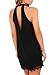Fantaist Women's Halter Neck Sleeveless Lace Trim Loose Shift Mini Casual Dress (XS, FT610-Black)