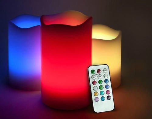 Heer LED Candle Flame-less Multicolor Candles Remote Set of 3 Diwali Christmas Lights
