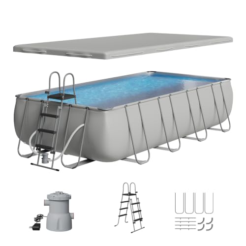 SunSwell 18ft X 9ft X 47in Above Ground Pool with Ladder and Filter Pump at Amazon